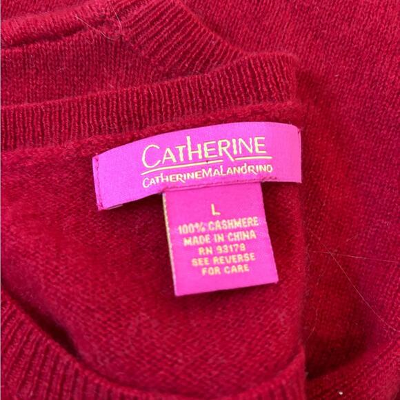 Catherine Melandrino Cashmere Crew Neck Sweater with Leopard Print Heart Large - Picture 5 of 5